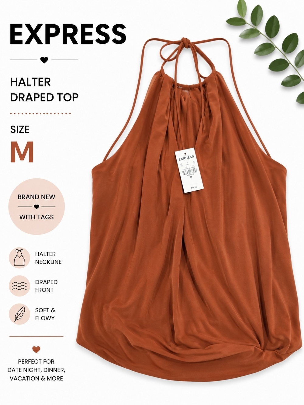 Express Rust Halter Draped Camisole